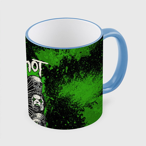 Кружка цветная Slipknot green abstract / 3D-Небесно-голубой кант – фото 1