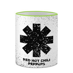 Кружка 3D Red Hot Chili Peppers с потертостями на светлом фо, цвет: 3D-светло-зеленый кант — фото 2