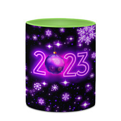 Кружка 3D Новый 2023 год в неоне, цвет: 3D-белый + светло-зеленый — фото 2