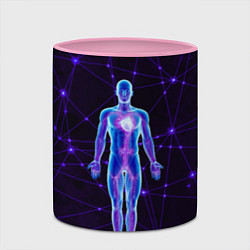 Кружка 3D Неоновый человек в нейросети, цвет: 3D-белый + розовый — фото 2