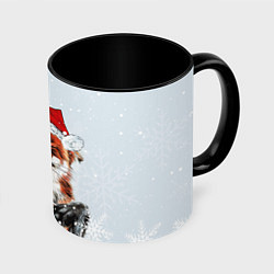 Кружка 3D Merry Christmas foxy, цвет: 3D-белый + черный