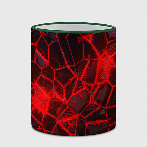 Кружка цветная Кристаллы в красных нитях / 3D-Зеленый кант – фото 2