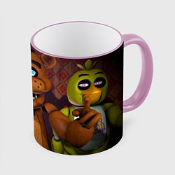 Кружка 3D Five Nights аt Frеddys, цвет: 3D-розовый кант