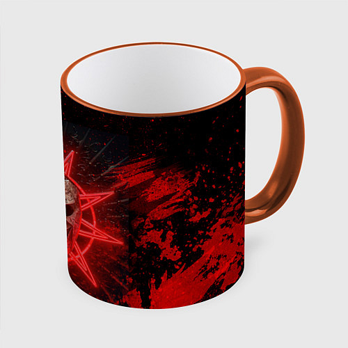 Кружка цветная Slipknot red satan star / 3D-Оранжевый кант – фото 1