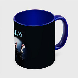 Кружка 3D Уэнсдей и рука, цвет: 3D-белый + синий