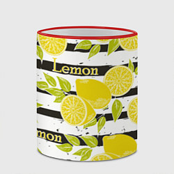 Кружка 3D Лимон на чёрно-белом фоне, цвет: 3D-красный кант — фото 2