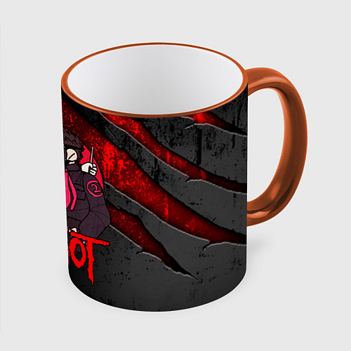 Кружка цветная Slipknot black and red / 3D-Оранжевый кант – фото 1