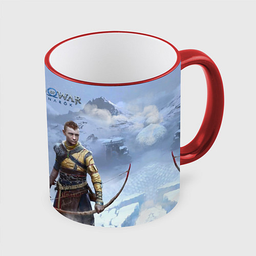 Кружка цветная God of war ragnarok-God of War: Рагнарёк / 3D-Красный кант – фото 1