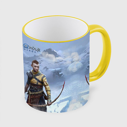 Кружка цветная God of war ragnarok-God of War: Рагнарёк / 3D-Желтый кант – фото 1