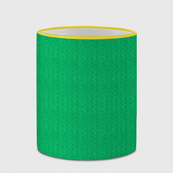Кружка 3D Зеленый вязаный свитер, цвет: 3D-желтый кант — фото 2