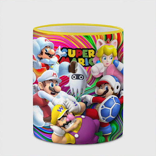 Кружка цветная Super Mario - Gaming aesthetics - Collage / 3D-Желтый кант – фото 2