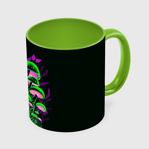 Кружка цветная Фантастические кислотные грибы / 3D-Белый + светло-зеленый – фото 1