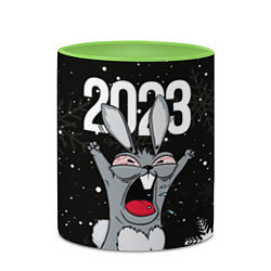 Кружка 3D Злой кролик 2023, цвет: 3D-белый + светло-зеленый — фото 2