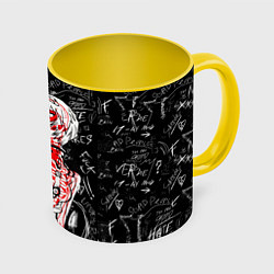 Кружка 3D Рей Аянами - dead inside mood, цвет: 3D-белый + желтый