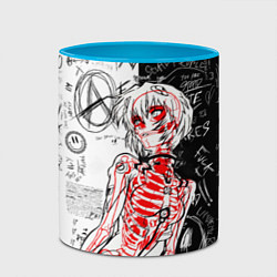 Кружка 3D Рей Аянами - dead inside mood, цвет: 3D-белый + небесно-голубой — фото 2