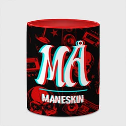 Кружка 3D Maneskin rock glitch, цвет: 3D-белый + красный — фото 2