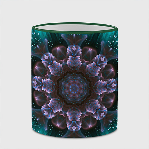 Кружка цветная Космический сайфай цветок / 3D-Зеленый кант – фото 2