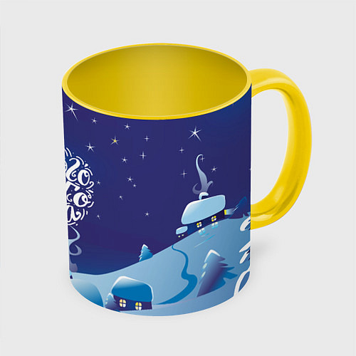 Кружка цветная Доброго нового года / 3D-Белый + желтый – фото 1
