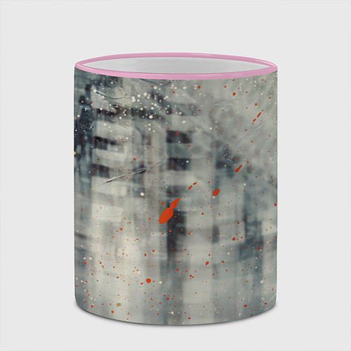 Кружка цветная Серый туман и оранжевые краски / 3D-Розовый кант – фото 2