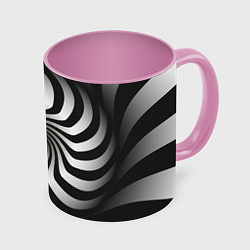 Кружка 3D Объёмная спираль - оптическая иллюзия, цвет: 3D-белый + розовый