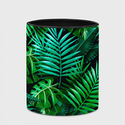 Кружка 3D Тропические растения - текстура, цвет: 3D-белый + черный — фото 2