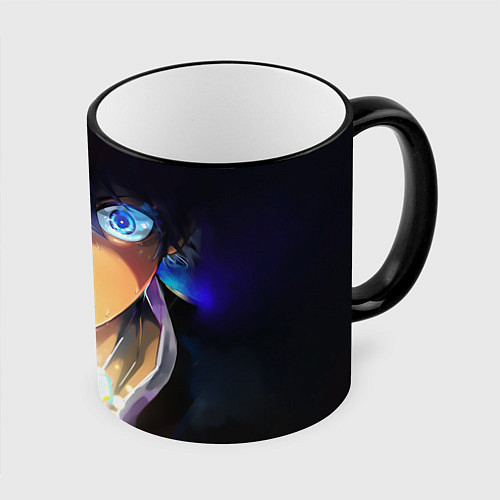 Кружка цветная Blue Lock anime / 3D-Черный кант – фото 1