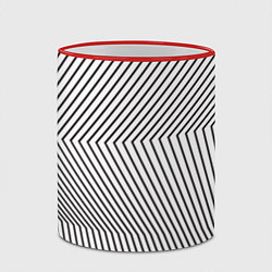 Кружка 3D Ломанные линии и оптическая иллюзия, цвет: 3D-красный кант — фото 2