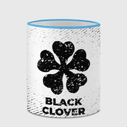 Кружка 3D Black Clover с потертостями на светлом фоне, цвет: 3D-небесно-голубой кант — фото 2