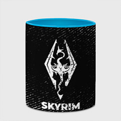 Кружка 3D Skyrim с потертостями на темном фоне, цвет: 3D-белый + небесно-голубой — фото 2