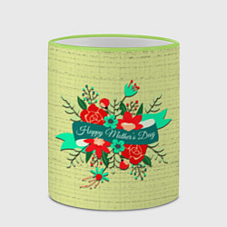 Кружка 3D Happy Mothers Day - букет, цвет: 3D-светло-зеленый кант — фото 2