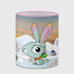 Кружка 3D Маленький кролик с морковкой, цвет: 3D-розовый кант — фото 2