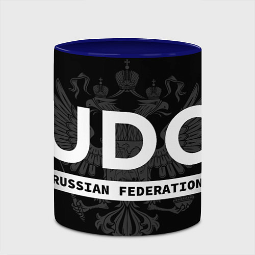 Кружка цветная Russian Federation judo - на черном фоне / 3D-Белый + синий – фото 2