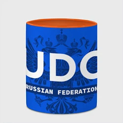 Кружка 3D Russian Federation judo - на синем фоне, цвет: 3D-белый + оранжевый — фото 2