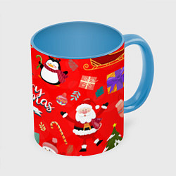 Кружка 3D Merry christmas art, цвет: 3D-белый + небесно-голубой