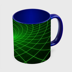 Кружка 3D Зелёная неоновая чёрная дыра, цвет: 3D-белый + синий