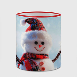 Кружка 3D Снеговичёк, цвет: 3D-красный кант — фото 2