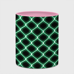 Кружка 3D Зелёная неоновая сетка, цвет: 3D-белый + розовый — фото 2