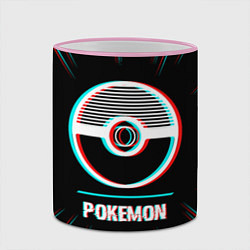 Кружка 3D Символ Pokemon в стиле glitch на темном фоне, цвет: 3D-розовый кант — фото 2