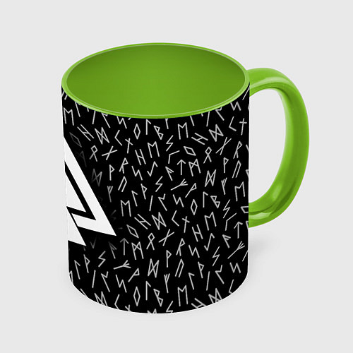 Кружка цветная Valknut runes pattern / 3D-Белый + светло-зеленый – фото 1