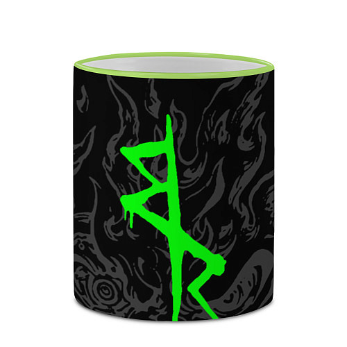 Кружка цветная Логотип Cyberpunk: Edgerunners - Дэвид / 3D-Светло-зеленый кант – фото 2