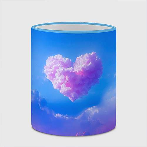 Кружка цветная Облако в форме сердца / 3D-Небесно-голубой кант – фото 2