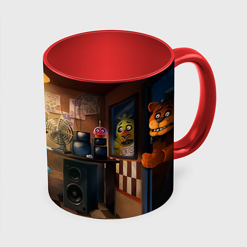 Кружка цветная Сердитый кот / 3D-Белый + красный – фото 1