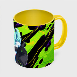 Кружка 3D Ребекка - органический зеленый, цвет: 3D-белый + желтый