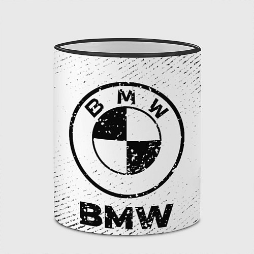 Кружка цветная BMW с потертостями на светлом фоне / 3D-Черный кант – фото 2