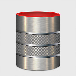Кружка 3D Металлические полосы - текстура алюминия, цвет: 3D-белый + красный — фото 2