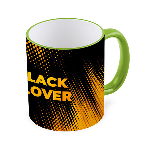 Кружка цветная Black Clover - gold gradient: надпись и символ / 3D-Светло-зеленый кант – фото 1