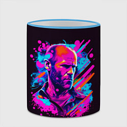 Кружка 3D Jason Statham - pop art, цвет: 3D-небесно-голубой кант — фото 2