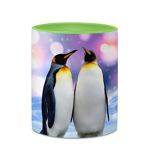 Кружка цветная Пингвины на снегу / 3D-Белый + светло-зеленый – фото 2