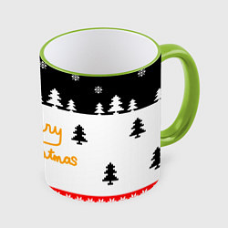 Кружка 3D Merry christmas - Санта Клаус, цвет: 3D-светло-зеленый кант