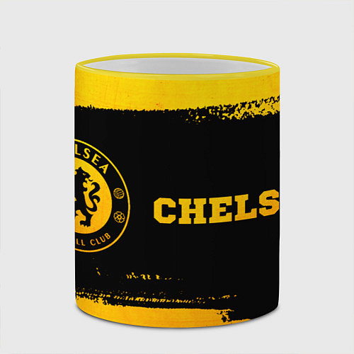 Кружка цветная Chelsea - gold gradient: надпись и символ / 3D-Желтый кант – фото 2